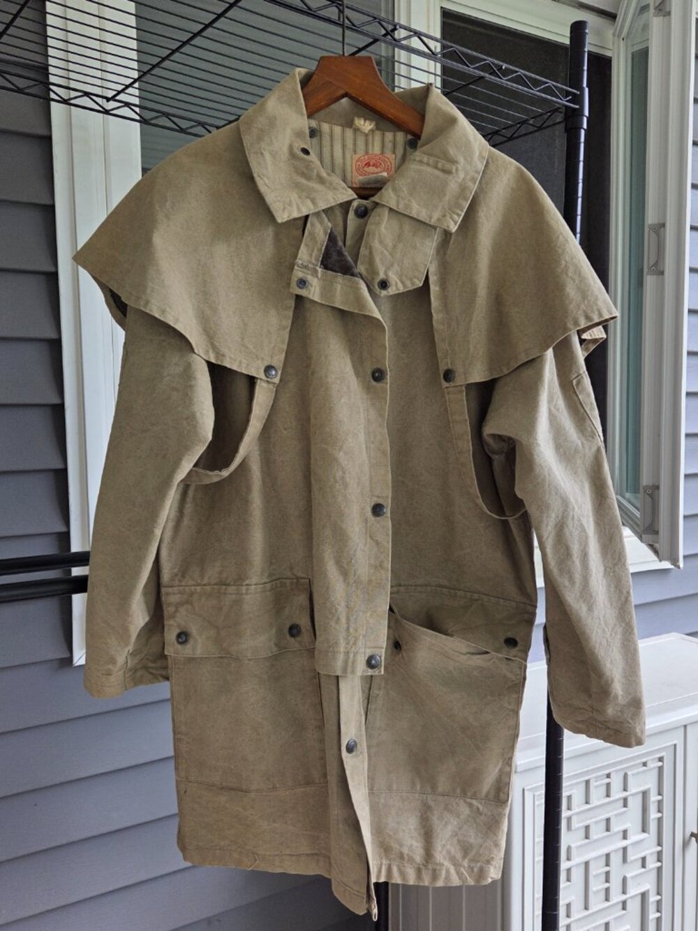 Australian Outback Collection S/P Tan Canvas Cotton Duster Removable Cape USA